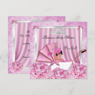 Convite Chuva de Bebê Menina Princesinha Afro-Americana