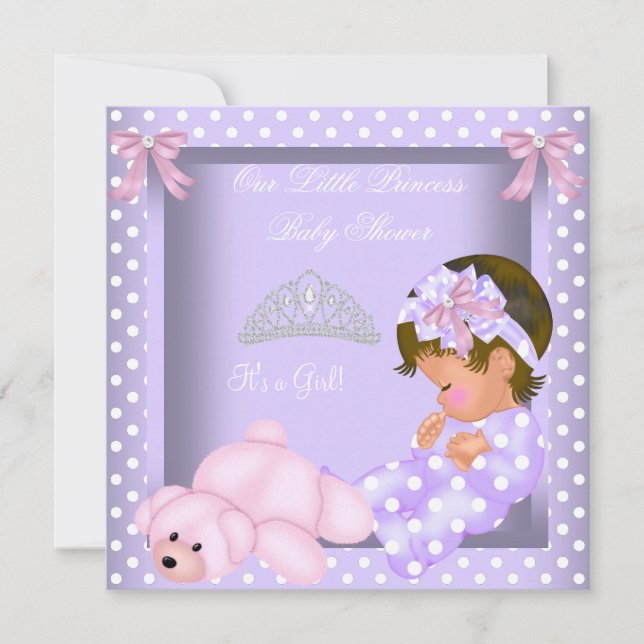 Convite Chuva de Bebê Menina Princesinha Lavanda Rosa (Frente)