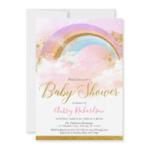 Chuva de bebê menina rosa pastel dourado