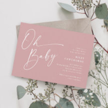 Chuva de Bebê Menina Rosa Po dusty Script Moderno