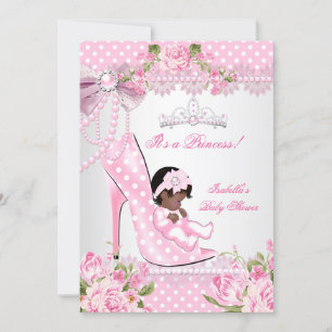 Convite Chuva de Bebê Menina Rosa Pontos Polka Saltos Alto
