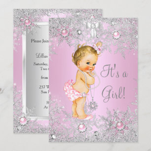 Convite Chuva de Bebê Menina Rosa Terra de Maravilhas de I