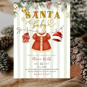 Convite Chuva de Bebê Menina Roupas de Papai Noel de Natal
