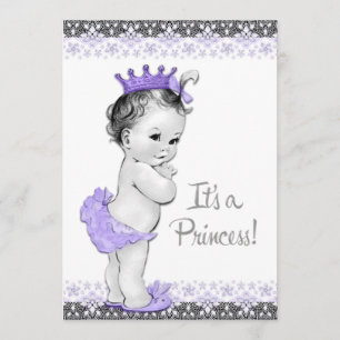 Convite Chuva de Bebê Menina Roxo Lavanda e Cinza