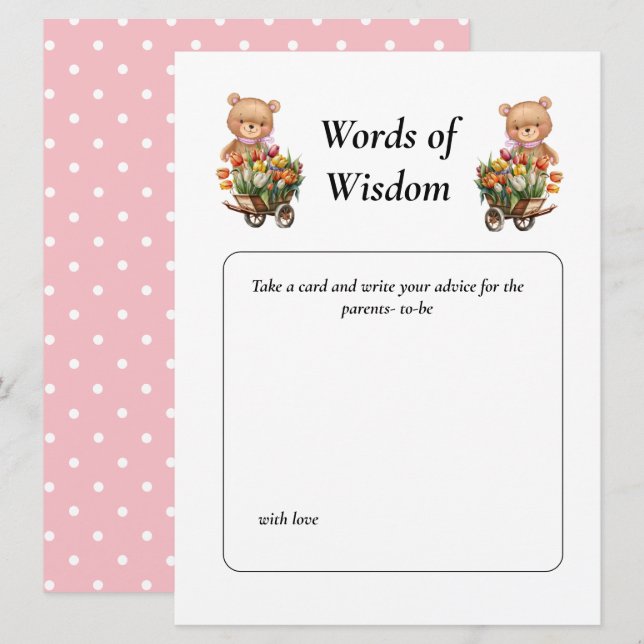 Convite Chuva de Bebê Menina Teddy Floral (Frente/Verso)