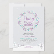 Chuva de Bebê Menina Tema Natal, Roxo e Azul