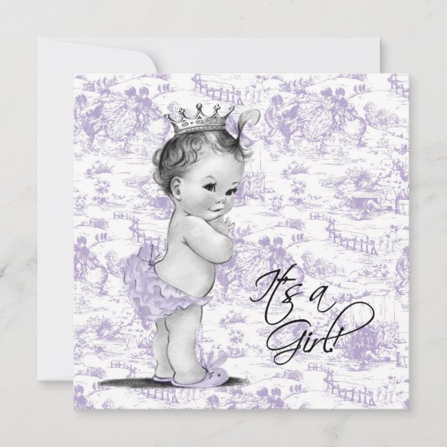 Convite Chuva de Bebê Menina Toile Roxo (Frente)