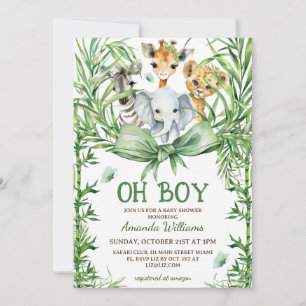 Convite Chuva de Bebê Menino Animais Fofos da Savana