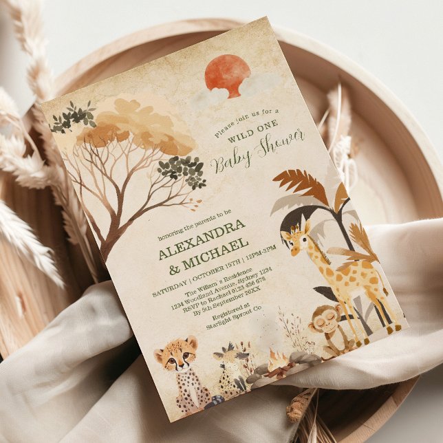Convite Chuva de Bebê Menino Animais Safari Fera (Criador carregado)