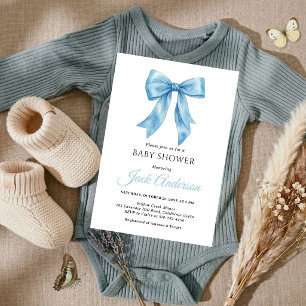 Convite Chuva de Bebê Menino Arco Azul Chic Simples Elegan