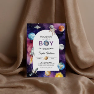 Convite Chuva De Bebê Menino Astronauta Espacial Houston