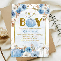 Chuva de Bebê Menino Azul Boho Dourado Abóbora Out