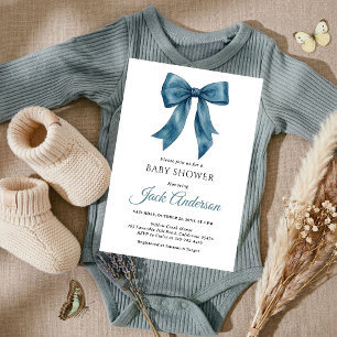 Convite Chuva de Bebê Menino Azul Chic Simples Elegante