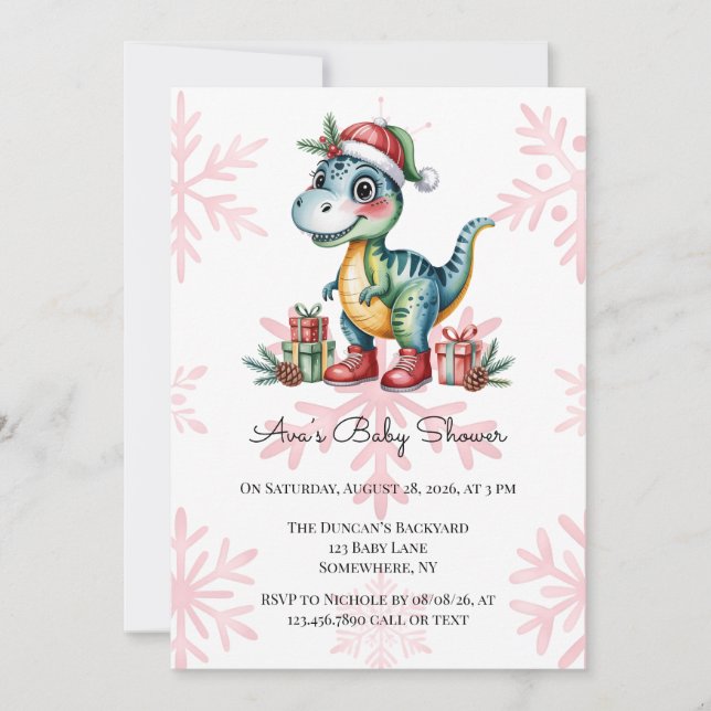 Convite Chuva de Bebê Menino Azul de Natal e Presentes com (Frente)