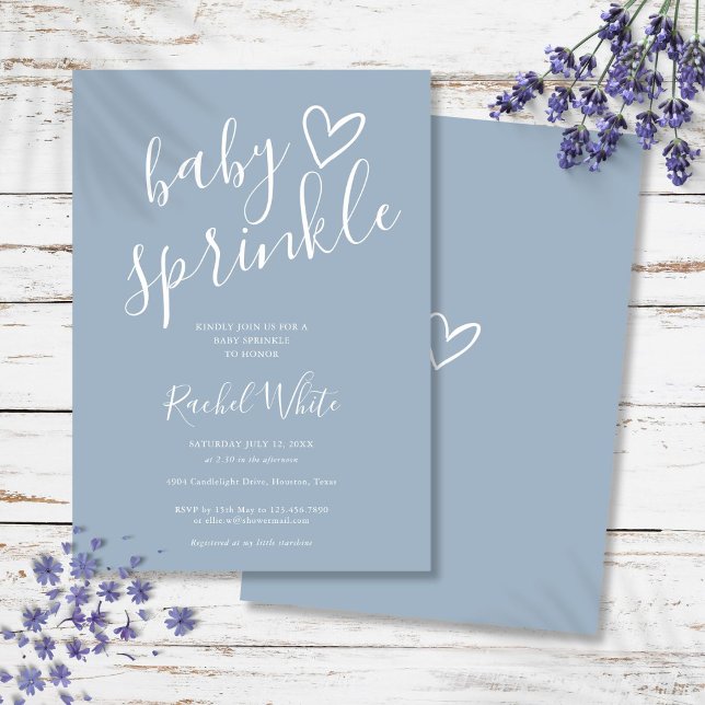 Convite Chuva de Bebê Menino Azul Empoeirado (Dusty Blue Baby Boy Baby Sprinkle Shower Invitation)