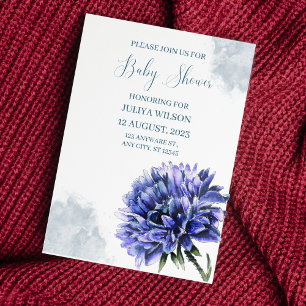 Convite Chuva de bebê menino azul naval Cornflower