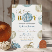 Chuva de Bebê Menino Azul Pastel Dourado Abóbora O