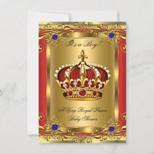 Convite Chuva de Bebê Menino Azul Real Azul Regal Vermelho