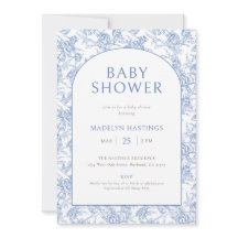 Chuva de Bebê Menino Azul Vintage Toile De Jouy