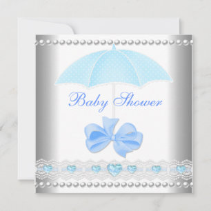 Convite Chuva de Bebê Menino Bebê Azul Guarda-chuva