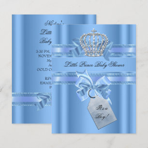 Convite Chuva de Bebê Menino Bebê Azul Pequeno Príncipe Co