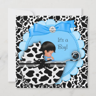 Convite Chuva de Bebê Menino Bebê Fofo Azul Carrinho de Be