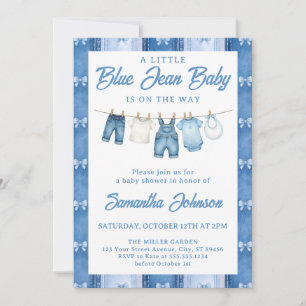 Convite Chuva de Bebê Menino Blue Jean