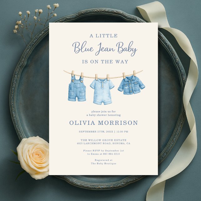 Convite Chuva de Bebê Menino Blue Jean (Criador carregado)