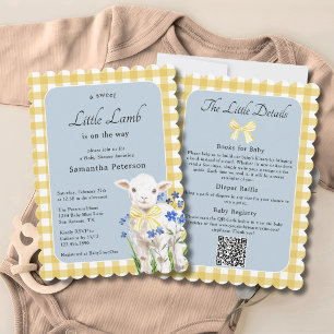 Convite Chuva de Bebê Menino Código QR Little Lamb All In
