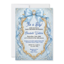Chuva de Bebê Menino com Laço Azul Pastel Elegante