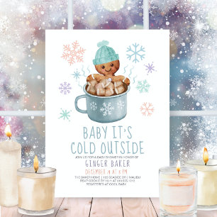 Convite Chuva de Bebê Menino Cookies & Cacau Bebê É Frio L
