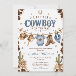 Convite Chuva de Bebê Menino Cowboy Pequeno Roupas de Caub