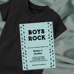 Convite Chuva de Bebê Menino de Guitarra de Rock N Roll