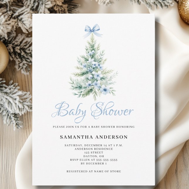 Convite Chuva de Bebê Menino de Natal de Inverno (Criador carregado)