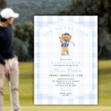 Chuva de bebê menino de xadrez azul golfe novato n
