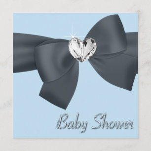 Convite Chuva de Bebê Menino Elegante Arco Azul Preto