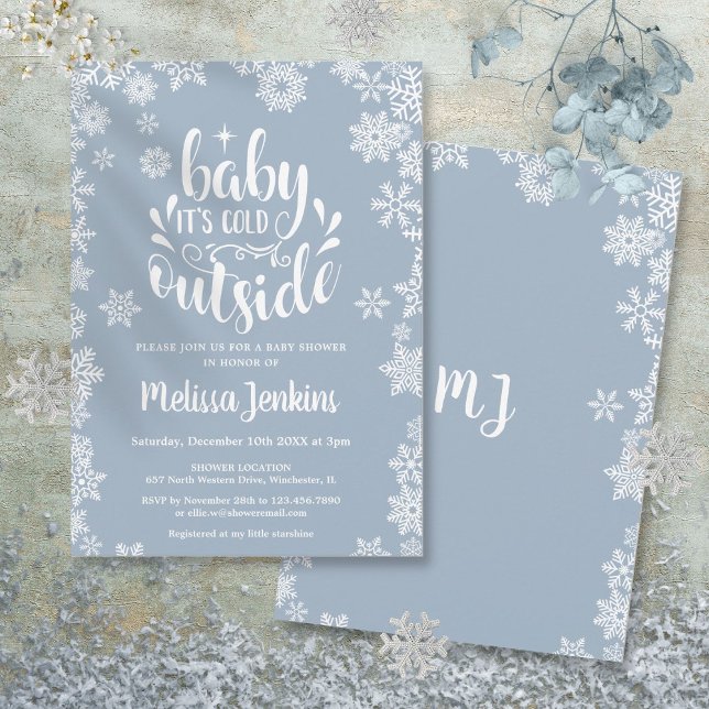 Convite Chuva de Bebê Menino Frio Fora de Casa Inverno (Baby It's Cold Outside Boy Winter Baby Shower Invitation)