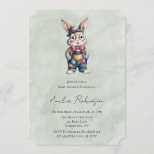Convite Chuva de Bebê Menino Hipster Bunny