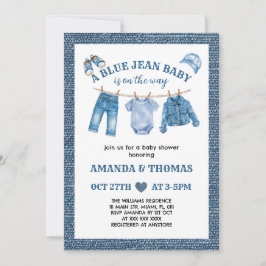 Convite Chuva de Bebê Menino Jean Azul