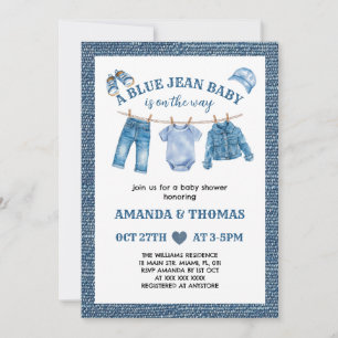 Convite Chuva de Bebê Menino Jean Azul