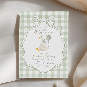 Convite Chuva de Bebê Menino Laço Verde Silly Goose
