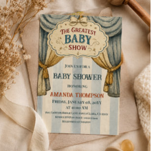 Convite Chuva de Bebê Menino Maior Show de Circo Antigo