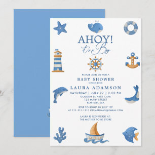 Convite Chuva de Bebê Menino Marinheiro Náutico Ahoy