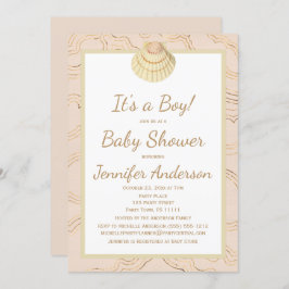 Convite Chuva de Bebê Menino Menina Verão Praia Conchas