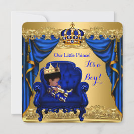 Convite Chuva de Bebê Menino Pequeno Príncipe Azul Real Do