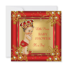 Chuva de Bebê Menino Príncipe Dourado Vermelho Mor