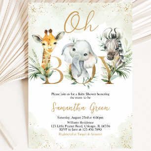 Convite Chuva de Bebê Menino Safari Animais