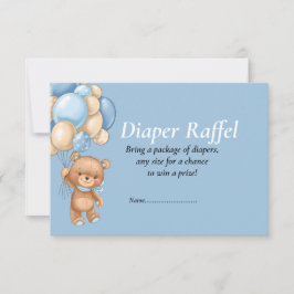 Convite Chuva de Bebê Menino Teddy Balões Azul Diaper Raf