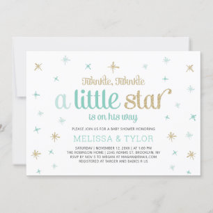 Convite Chuva de Bebe Menino Twinkle Little Star, Sprinkle