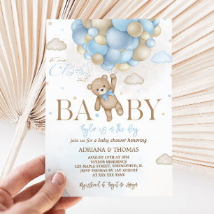 Convite Chuva de Bebê Menino Urso Azul